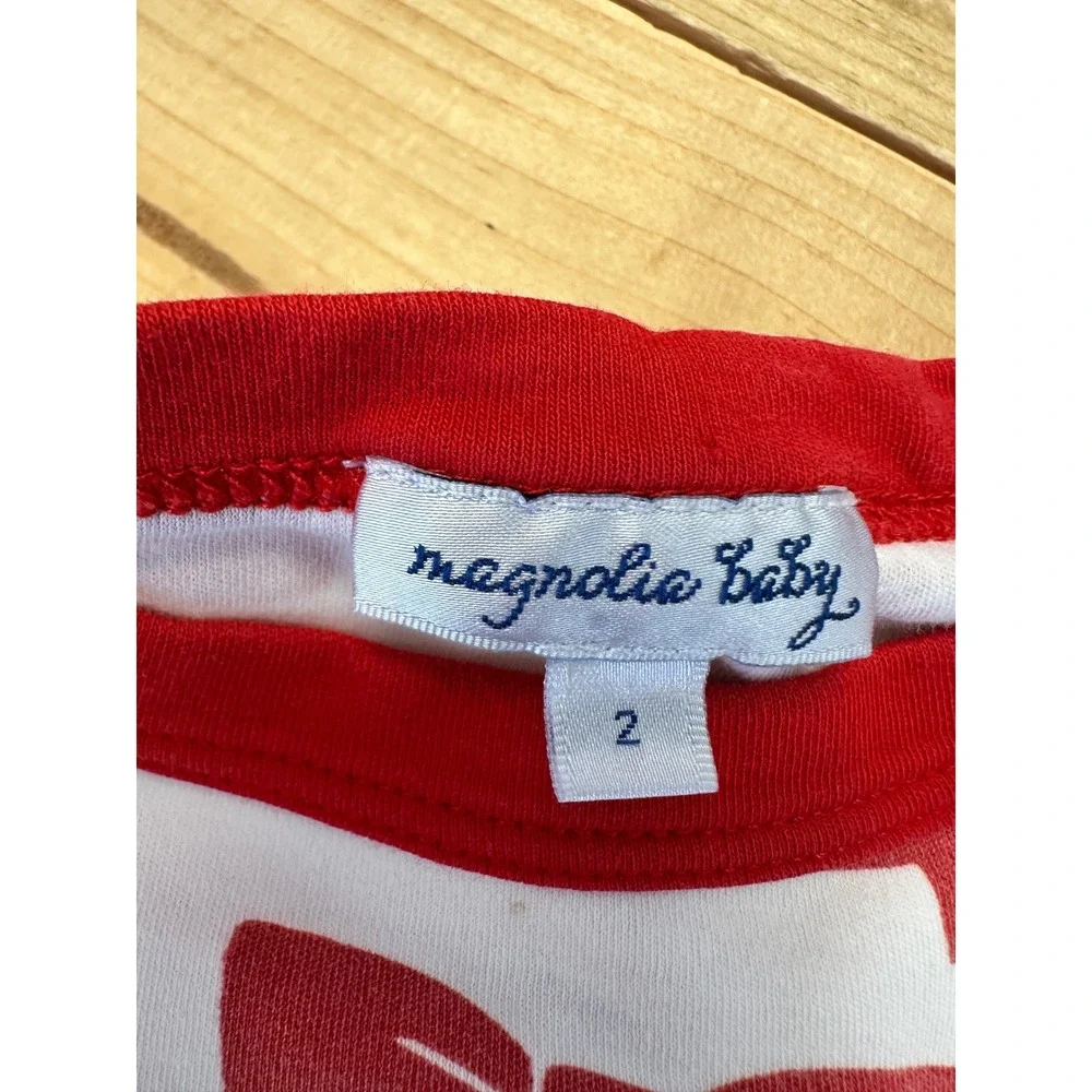 Magnolia Baby‎ Kids Pajamas Set Size 2 Red Bows Holiday Christmas Outfit